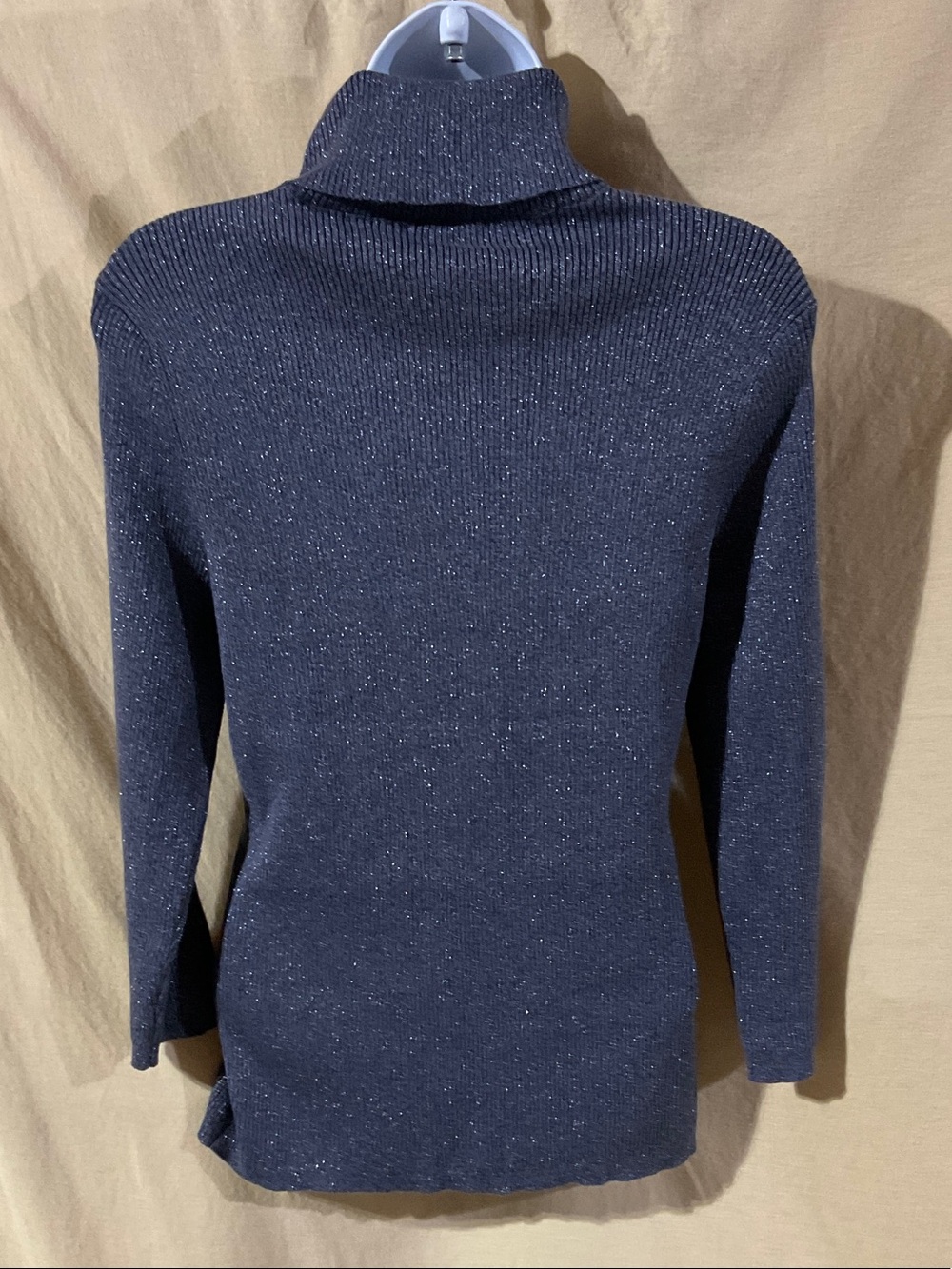 7th Avenue Design Studio Size L Metallic Turtleneck Sweater with Button Detail - Picture 5 of 7